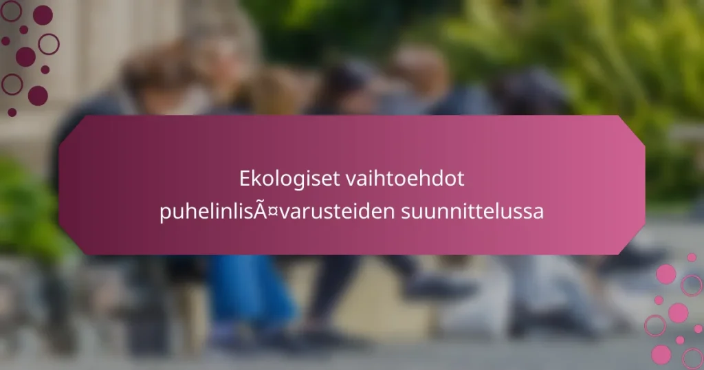 Ekologiset vaihtoehdot puhelinlisävarusteiden suunnittelussa