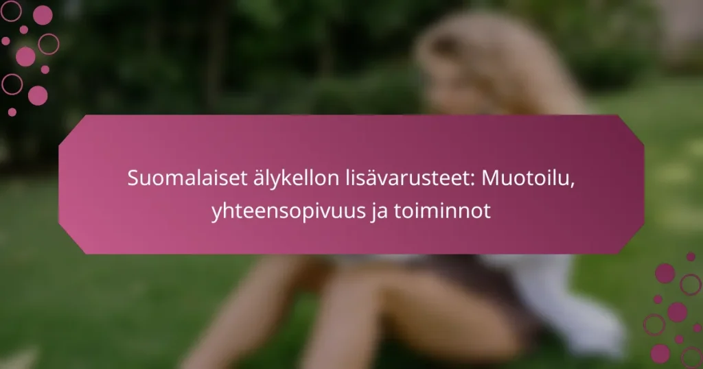 Suomalaiset älykellon lisävarusteet: Muotoilu, yhteensopivuus ja toiminnot