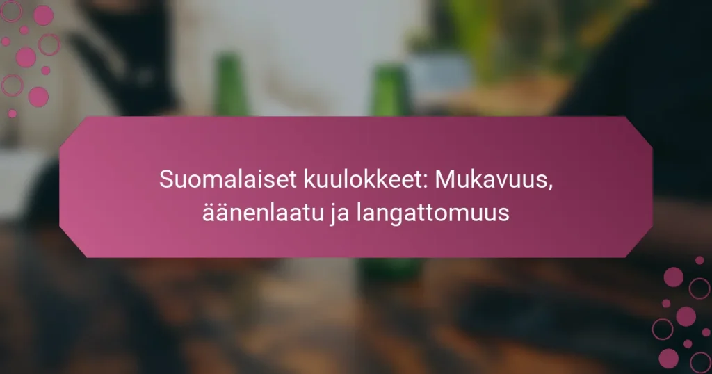Suomalaiset kuulokkeet: Mukavuus, äänenlaatu ja langattomuus