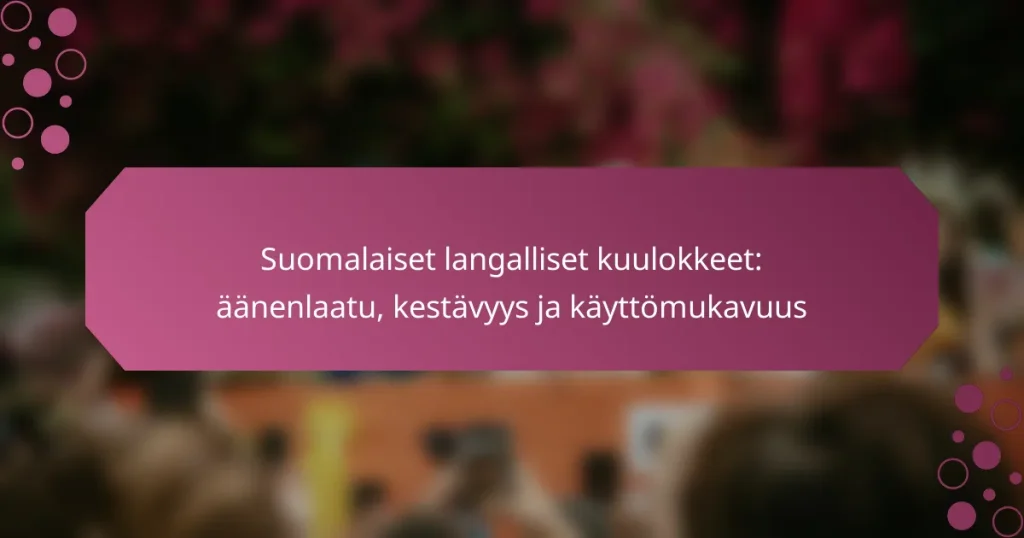 Suomalaiset langalliset kuulokkeet: äänenlaatu, kestävyys ja käyttömukavuus
