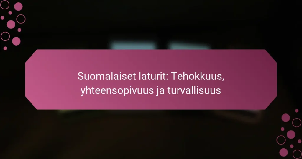 Suomalaiset laturit: Tehokkuus, yhteensopivuus ja turvallisuus