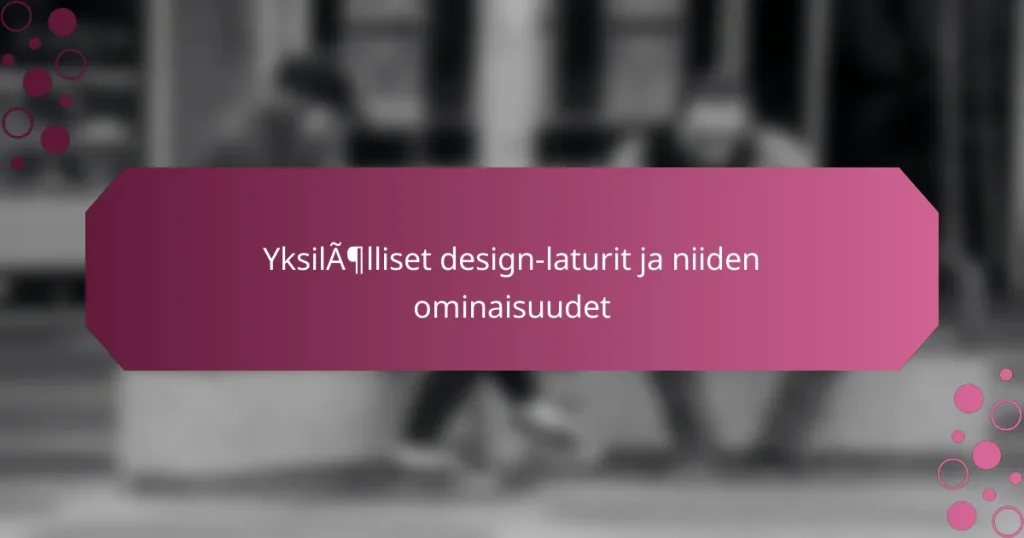 Yksilölliset design-laturit ja niiden ominaisuudet
