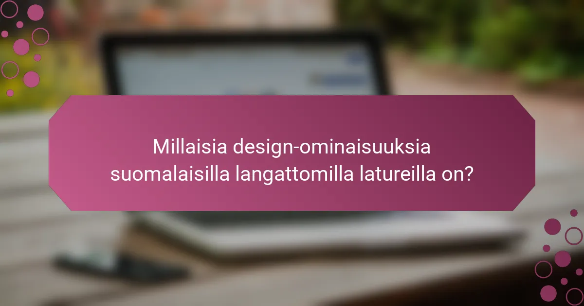 Millaisia design-ominaisuuksia suomalaisilla langattomilla latureilla on?