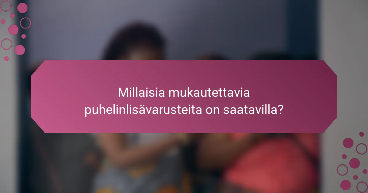 Millaisia mukautettavia puhelinlisävarusteita on saatavilla?
