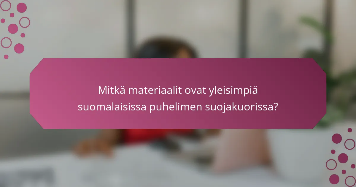 Mitkä materiaalit ovat yleisimpiä suomalaisissa puhelimen suojakuorissa?