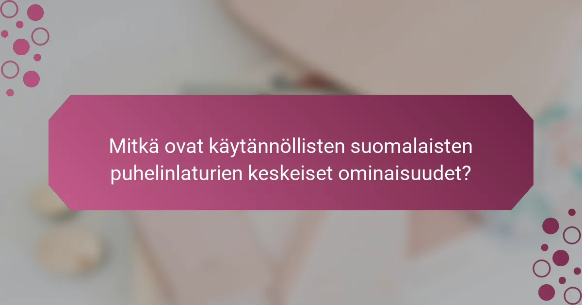 Mitkä ovat käytännöllisten suomalaisten puhelinlaturien keskeiset ominaisuudet?