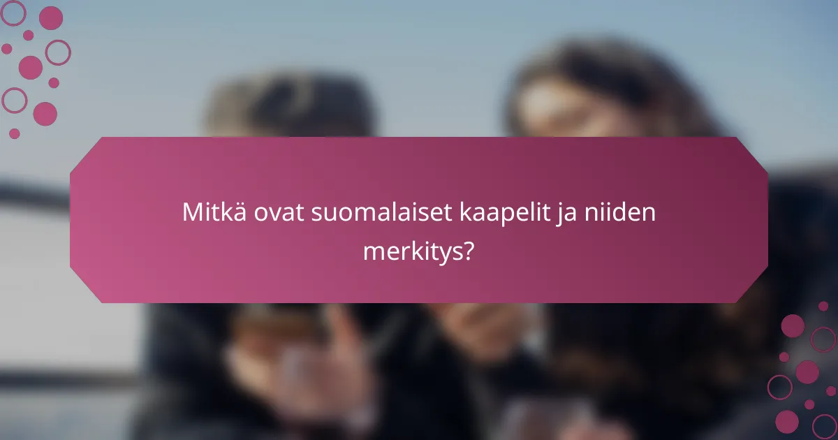 Mitkä ovat suomalaiset kaapelit ja niiden merkitys?